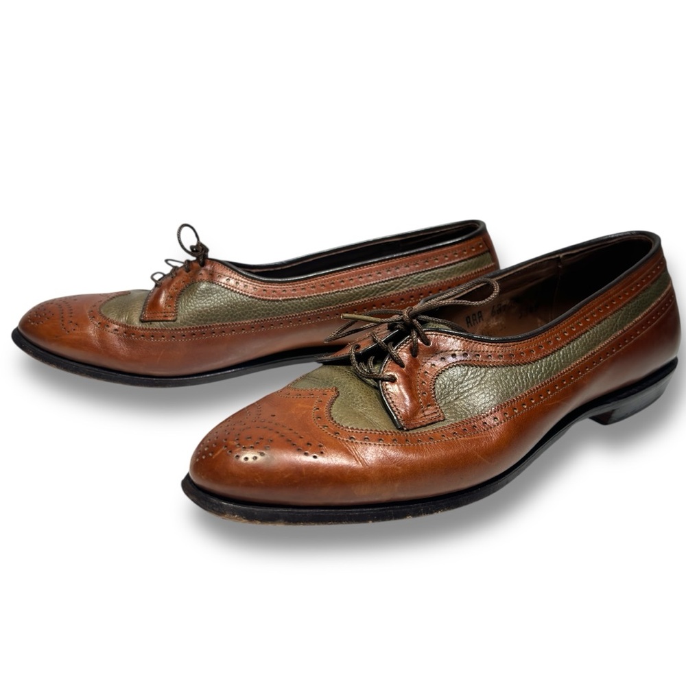 Allen Edmonds Amherst Wingtip Lace Up Loafers Brown Green Leather Size 7AAA